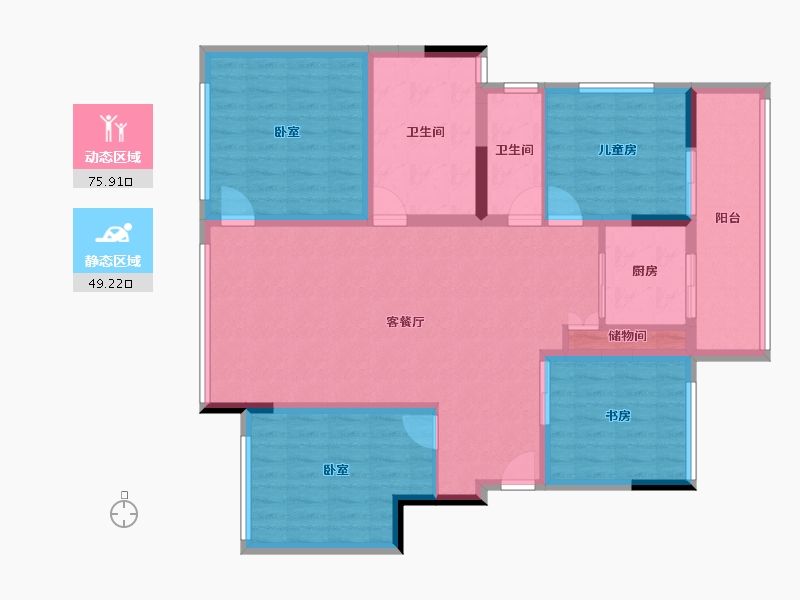 云南省-丽江市-天德花园-112.25-户型库-动静分区