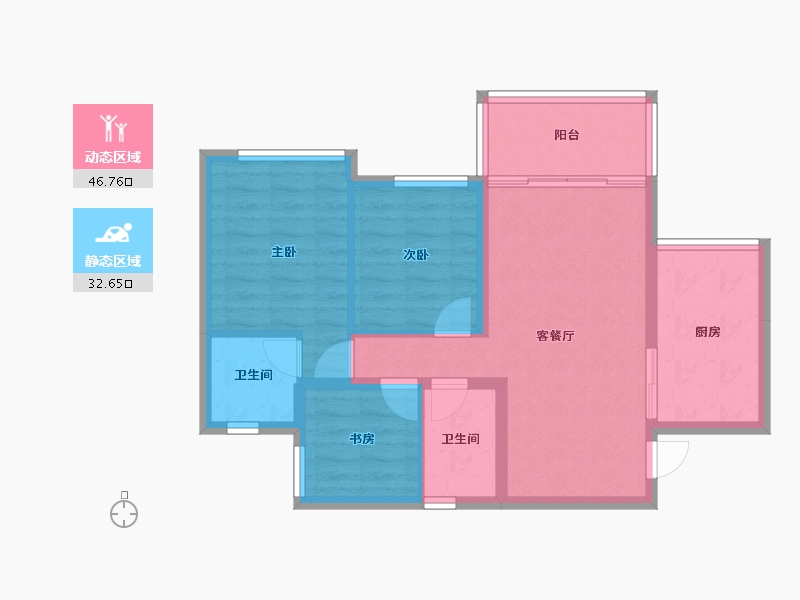 四川省-广安市-龙鑫美湖湾-70.78-户型库-动静分区