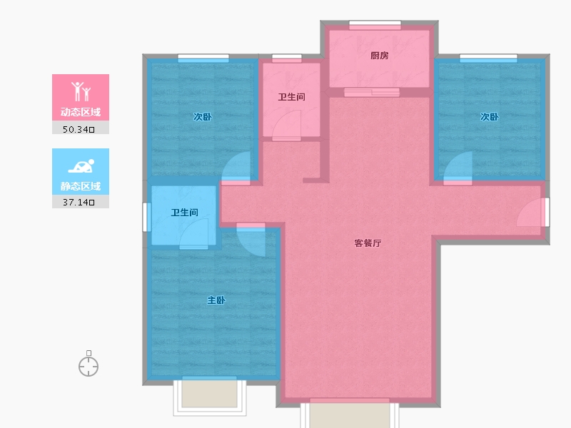 新疆维吾尔自治区-乌鲁木齐市-德睿尚品-77.49-户型库-动静分区