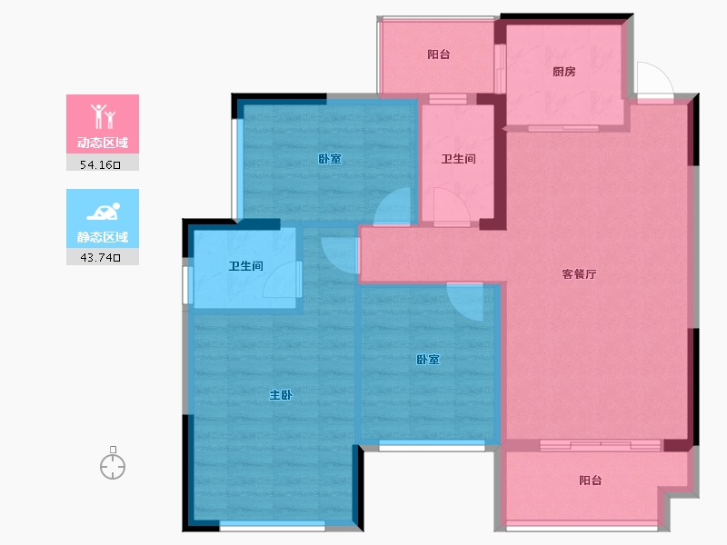 贵州省-毕节市-吉盛登科悦府-88.21-户型库-动静分区