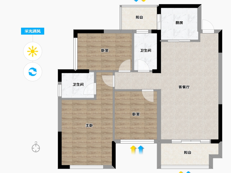 贵州省-毕节市-吉盛登科悦府-88.21-户型库-采光通风