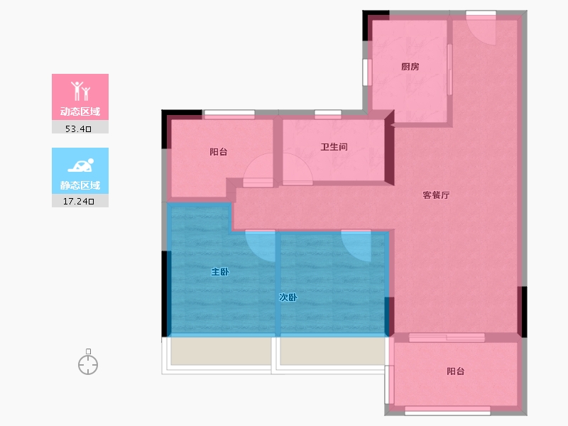 江苏省-淮安市-碧桂园江北新城-62.50-户型库-动静分区