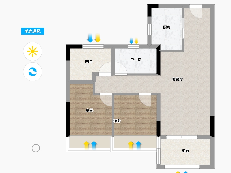 江苏省-淮安市-碧桂园江北新城-62.50-户型库-采光通风