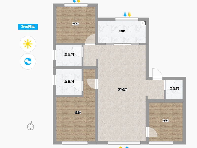 河北省-石家庄市-福美健康城公园郡-79.41-户型库-采光通风