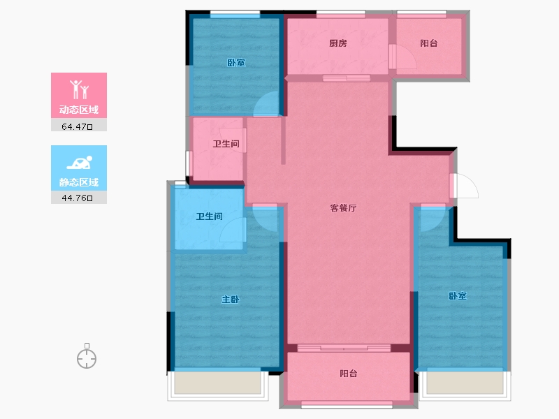 陕西省-咸阳市-永安居-97.60-户型库-动静分区