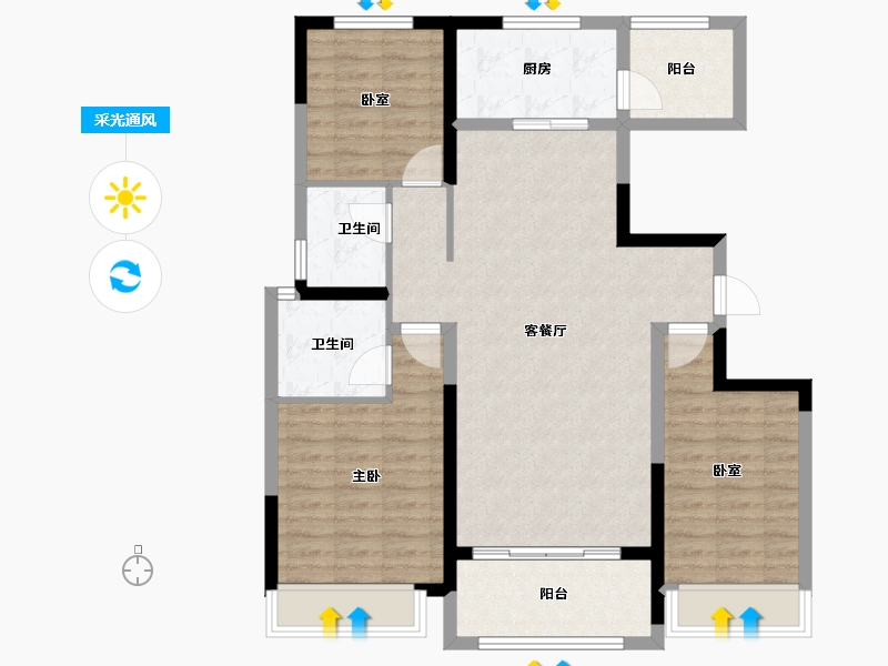 陕西省-咸阳市-永安居-97.60-户型库-采光通风