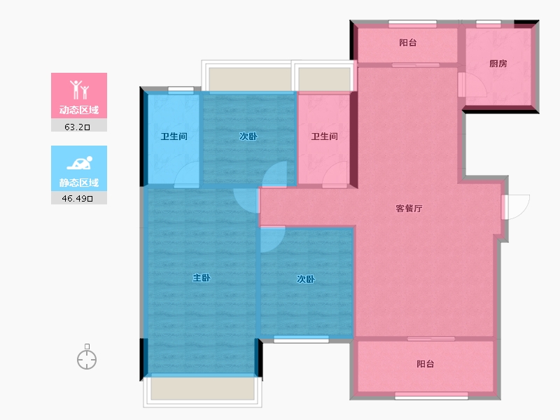 湖南省-常德市-临澧金色瑞城-99.69-户型库-动静分区