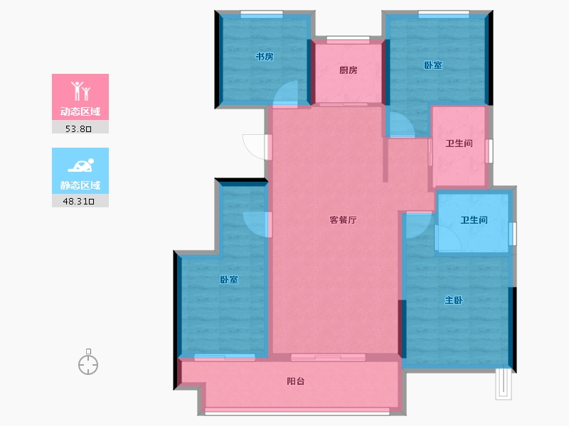 浙江省-丽水市-凯兴君悦府-90.92-户型库-动静分区