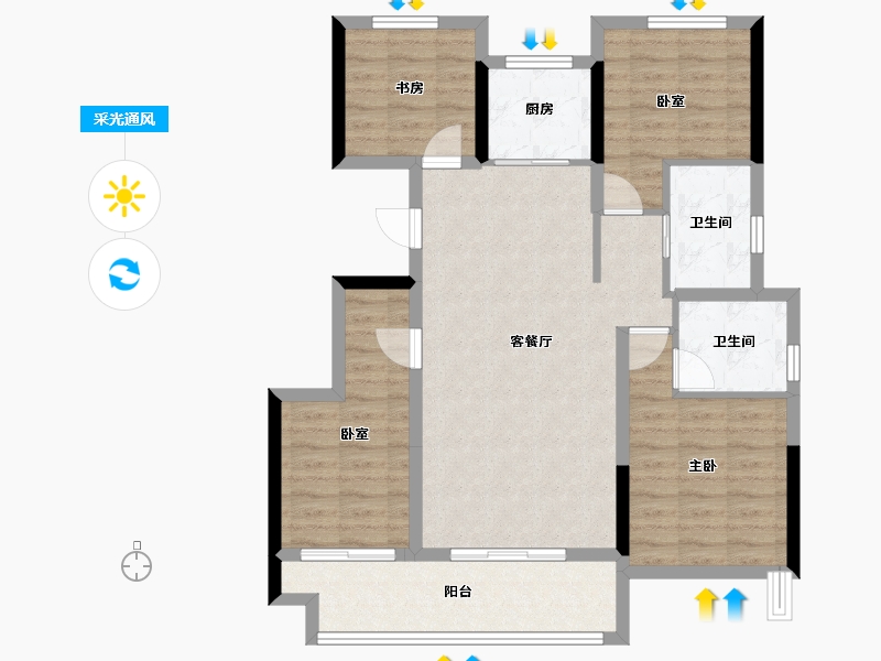 浙江省-丽水市-凯兴君悦府-90.92-户型库-采光通风