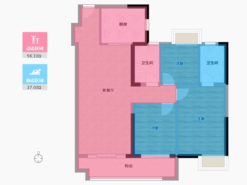 江西省-赣州市-招商雍景湾-84.04-户型库-动静分区