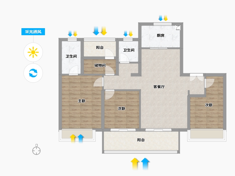 江苏省-苏州市-翰香华庭-99.20-户型库-采光通风