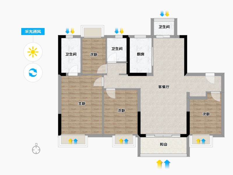 江西省-赣州市-招商雍景湾-103.86-户型库-采光通风