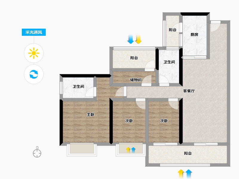 广东省-肇庆市-华润置地观山悦园-101.73-户型库-采光通风