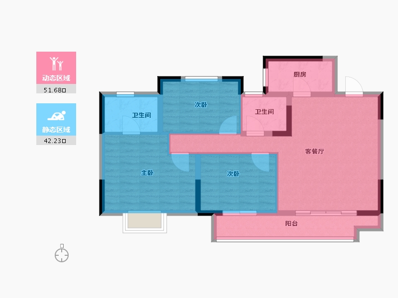 安徽省-阜阳市-华鸿鸿樾府-84.00-户型库-动静分区