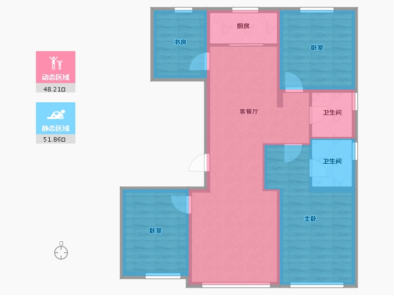 内蒙古自治区-呼和浩特市-慧谷上品-89.15-户型库-动静分区