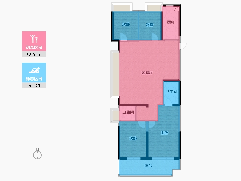 江苏省-苏州市-碧桂园凤凰荟-113.60-户型库-动静分区