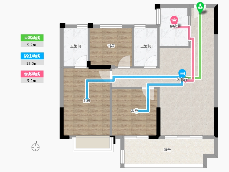 湖北省-天门市-碧水园锦城-81.68-户型库-动静线