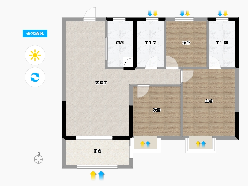 江西省-吉安市-中奥庐陵宸央-84.80-户型库-采光通风