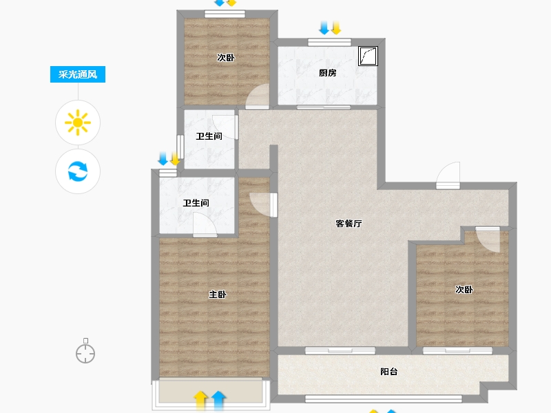 山东省-淄博市-云星齐都御园-100.00-户型库-采光通风