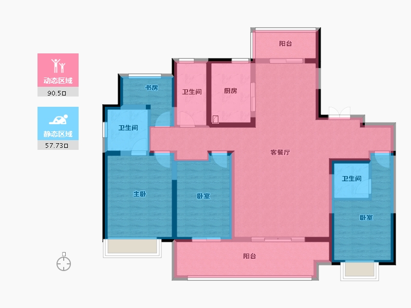 河南省-安阳市-建业世和府北园-132.31-户型库-动静分区