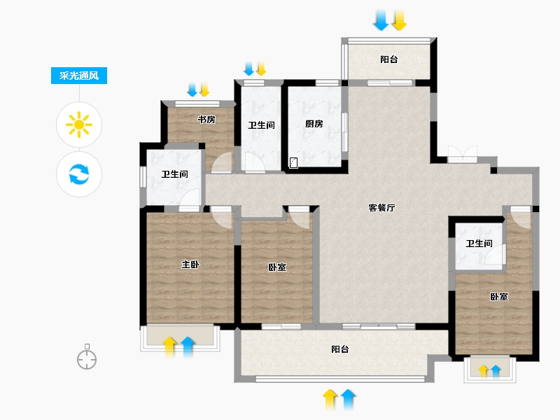 河南省-安阳市-建业世和府北园-132.31-户型库-采光通风