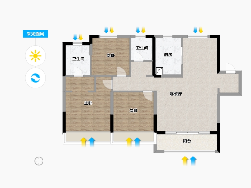 江苏省-苏州市-国泰云栖-104.00-户型库-采光通风