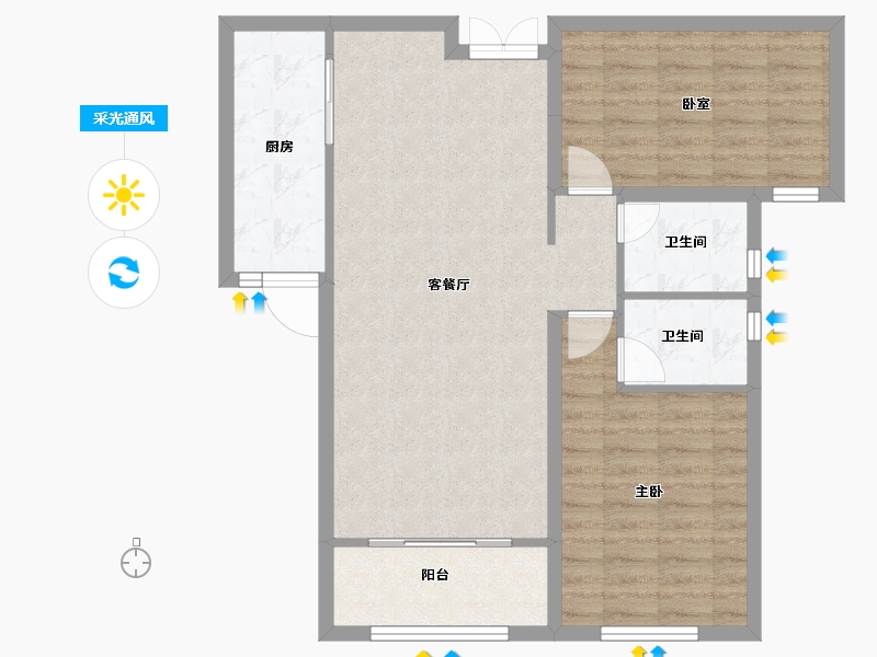 山东省-滨州市-中兴玉玲珑-83.08-户型库-采光通风