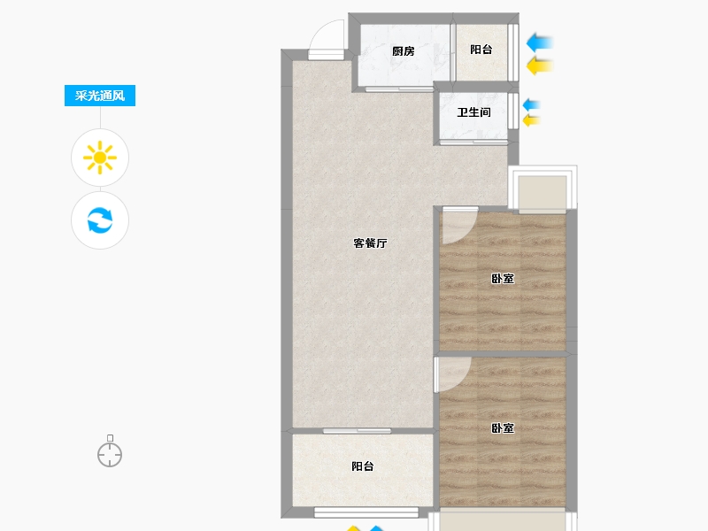 湖南省-常德市-常德公园壹号二期-56.18-户型库-采光通风