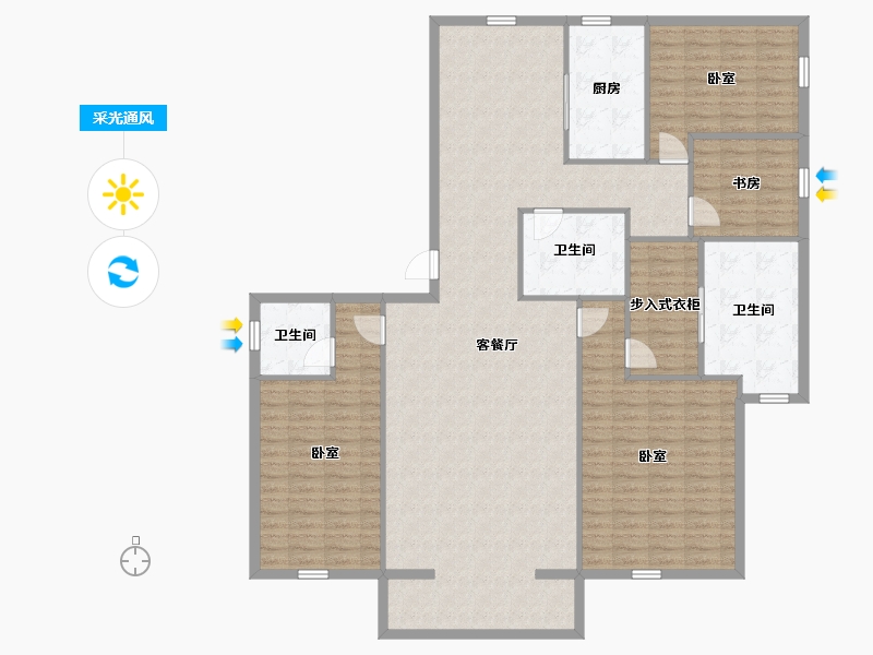 河北省-承德市-豪庭御景二期-170.33-户型库-采光通风