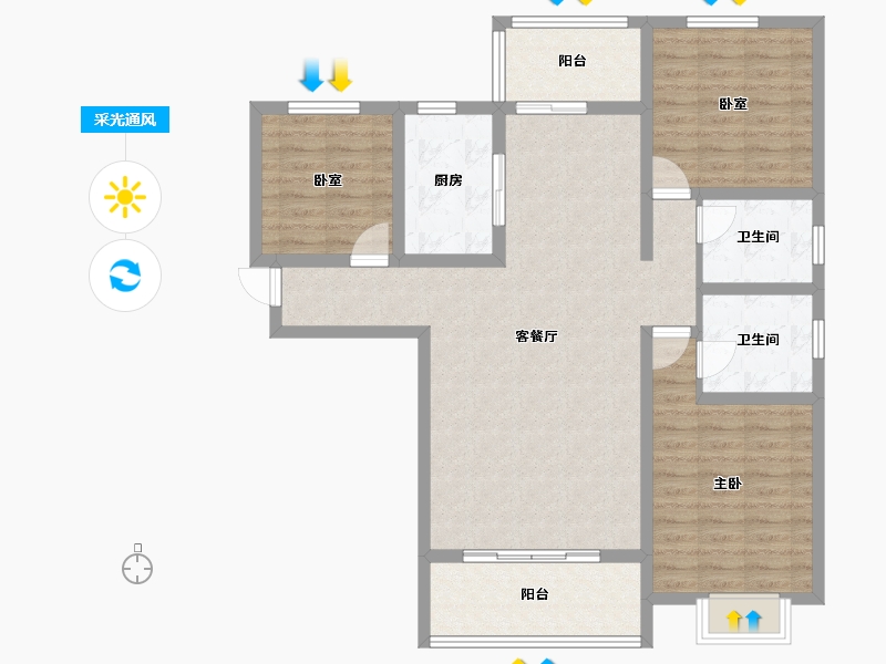 陕西省-安康市-城投公园中央-104.44-户型库-采光通风