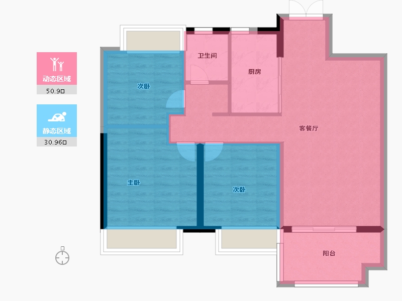 江苏省-镇江市-明发峰景苑·锦绣公馆-73.60-户型库-动静分区