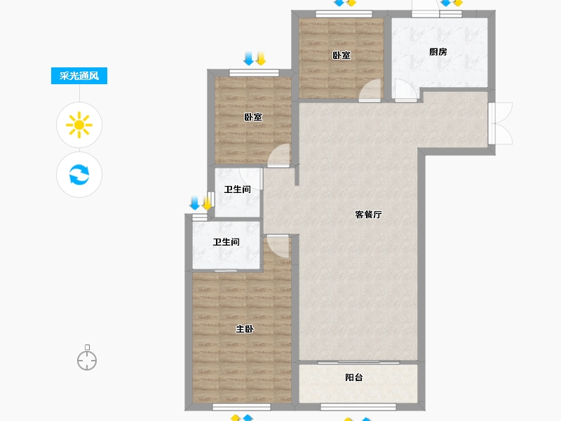 山东省-滨州市-中兴玉玲珑-106.22-户型库-采光通风