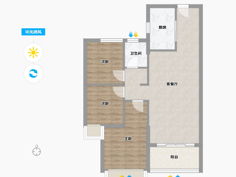 广东省-河源市-富力天禧花园-71.35-户型库-采光通风