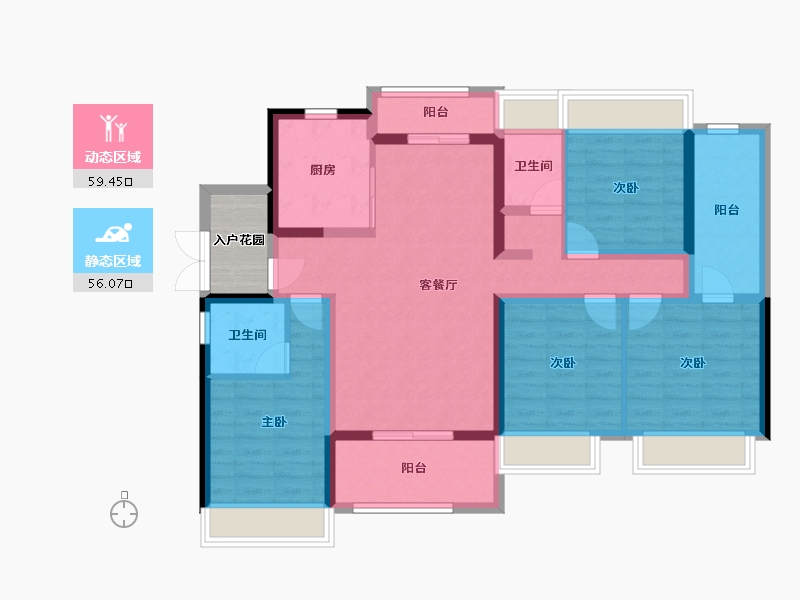 广东省-肇庆市-世茂滨江壹号-105.54-户型库-动静分区