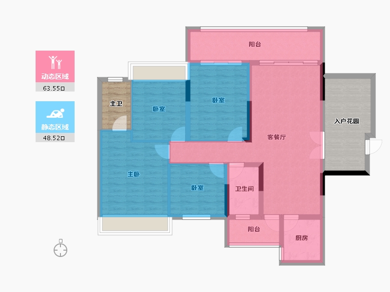 广西壮族自治区-来宾市-猎天·地王华府-116.58-户型库-动静分区