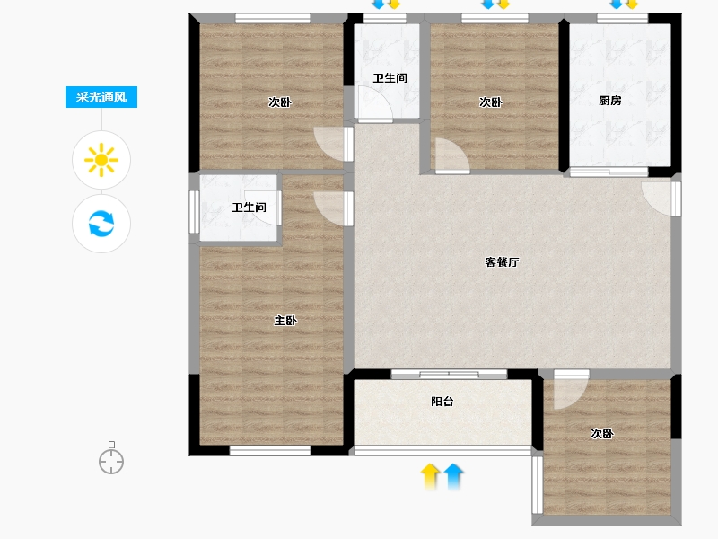 陕西省-汉中市-东关世纪新城-114.40-户型库-采光通风