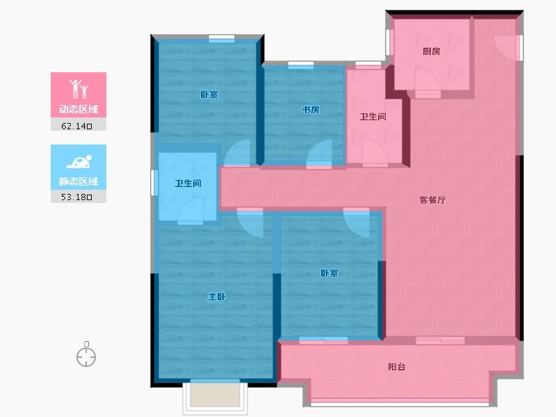 陕西省-安康市-中梁宸院-102.41-户型库-动静分区