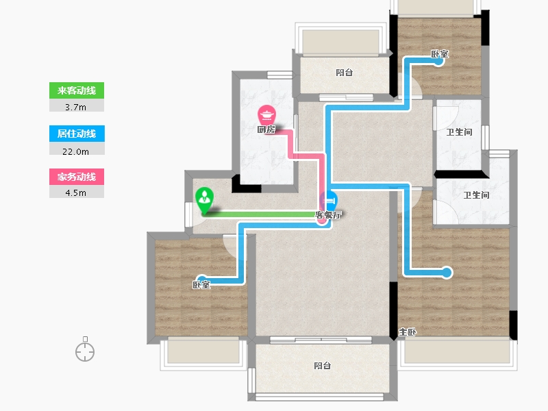 湖北省-荆州市-利达豪庭-88.92-户型库-动静线