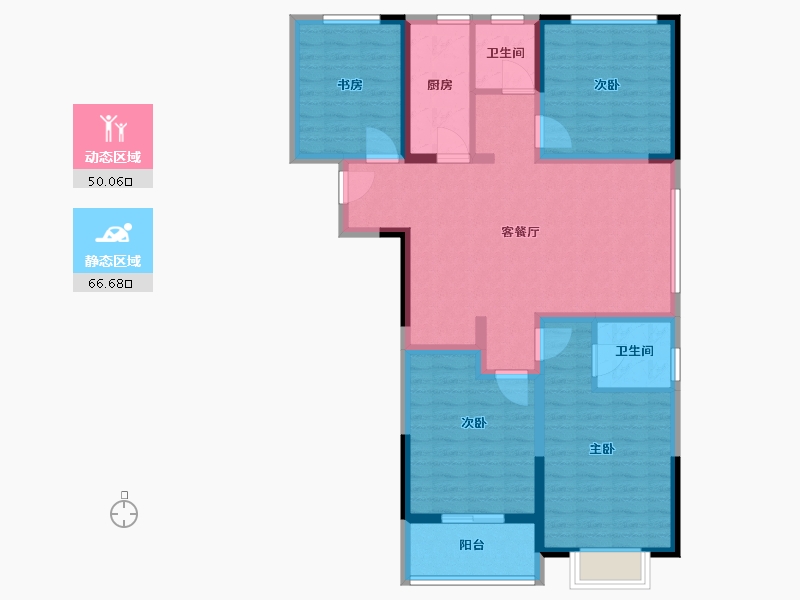 安徽省-阜阳市-恒固书香苑-104.00-户型库-动静分区