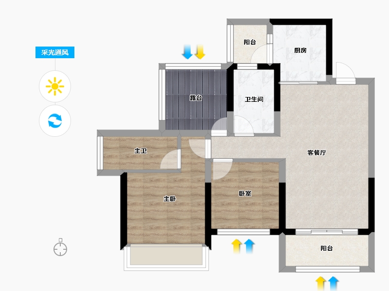 广西壮族自治区-来宾市-猎天·地王华府-68.35-户型库-采光通风