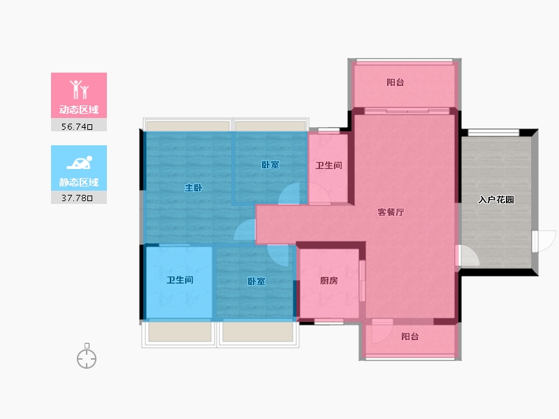 广东省-云浮市-翔顺筠州小镇-97.68-户型库-动静分区