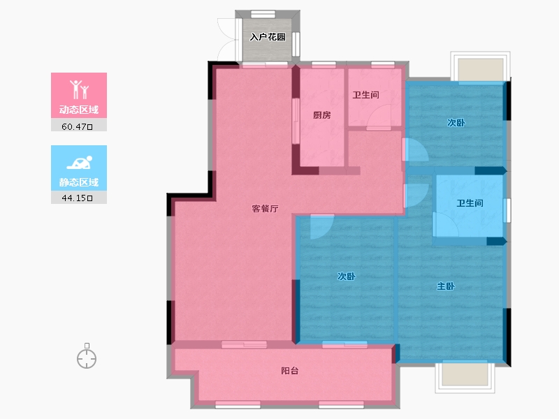 江苏省-淮安市-明发金色水岸-96.09-户型库-动静分区