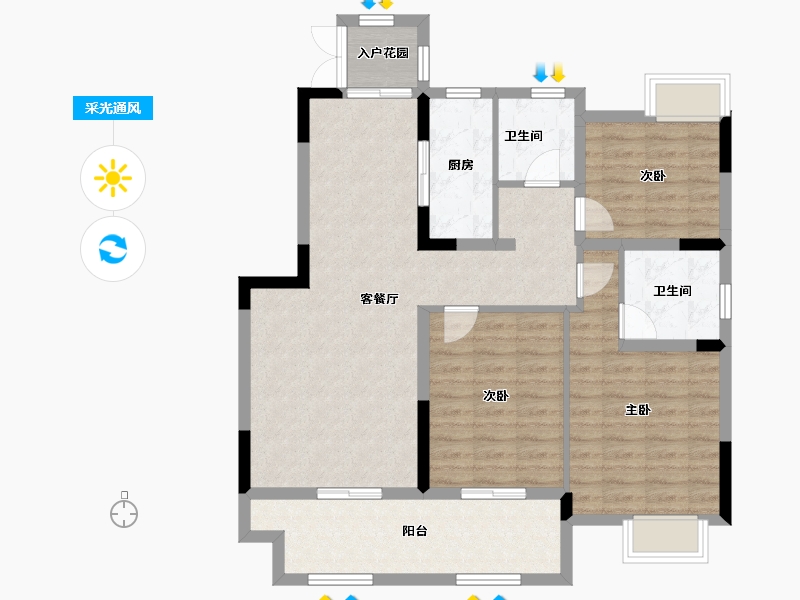 江苏省-淮安市-明发金色水岸-96.09-户型库-采光通风