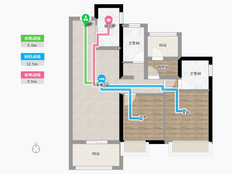 广东省-肇庆市-世茂滨江壹号-71.64-户型库-动静线