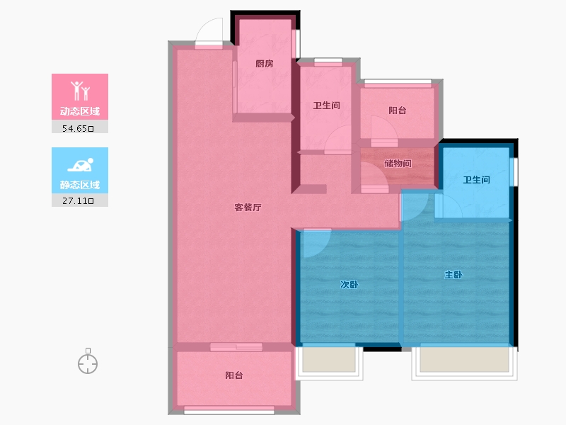 广东省-肇庆市-世茂滨江壹号-71.64-户型库-动静分区