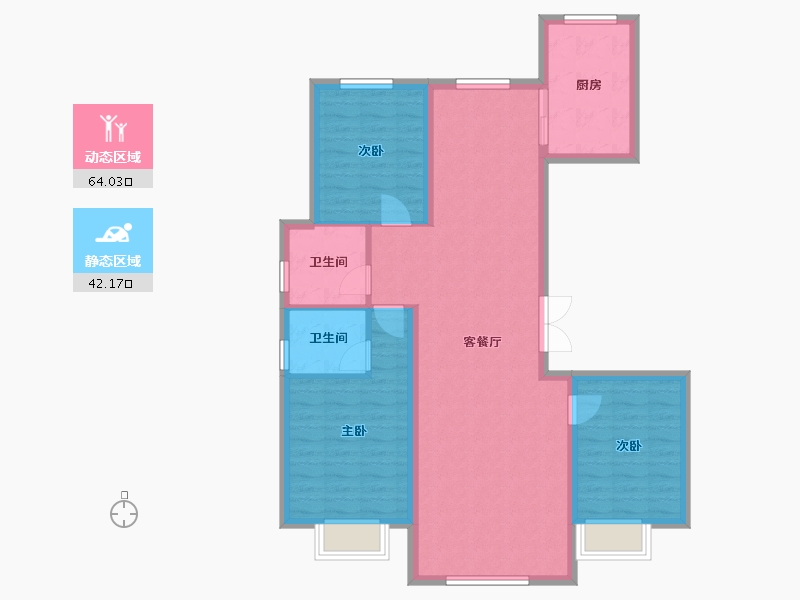 内蒙古自治区-包头市-方兴衛仕府-95.96-户型库-动静分区