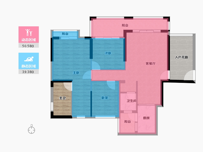 广西壮族自治区-来宾市-龙峰·翠屏御花苑-94.40-户型库-动静分区