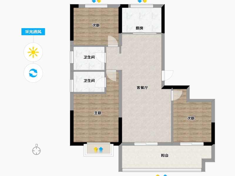 安徽省-阜阳市-界首华安公园城-92.68-户型库-采光通风