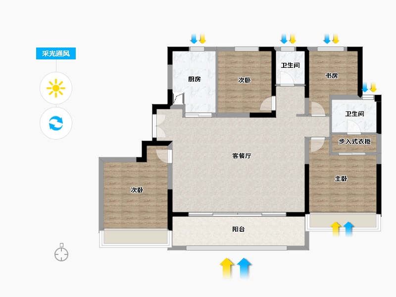 江苏省-苏州市-国泰云栖-126.40-户型库-采光通风