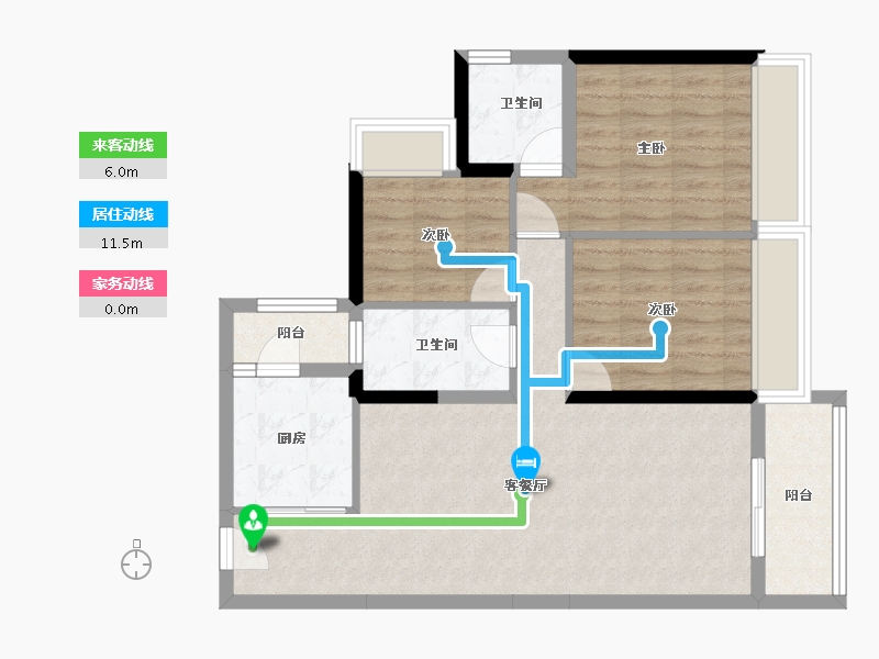 广东省-云浮市-罗定碧桂园天悦湾-80.15-户型库-动静线